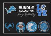 DETROIT LIONS - Pack of 6 Designs - Embroidery Design - FineryEmbroidery